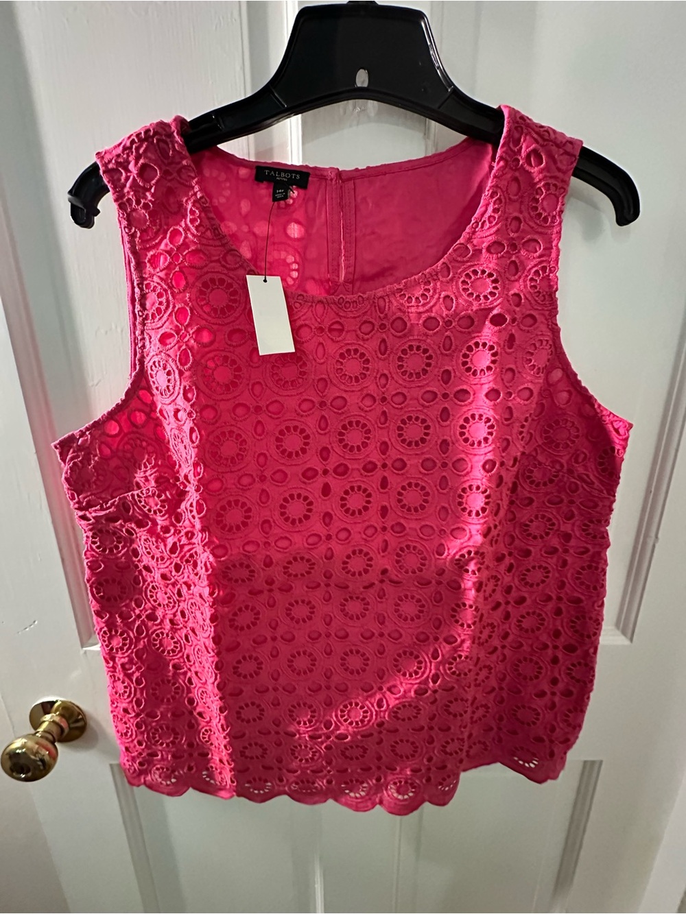 Talbots Hot Pink Eyelet Scoop Neck Tank